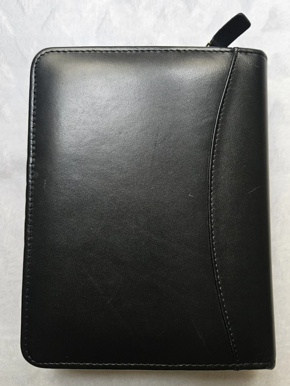 Franklin Quest Bkack Full Grain Leather Zip Around 6 Ring Planner Binder